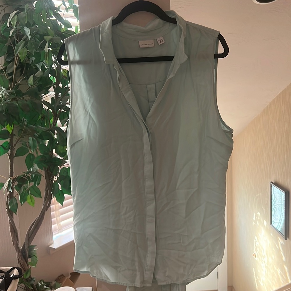 Tribal mint soft sleeveless button collared shirt size XL